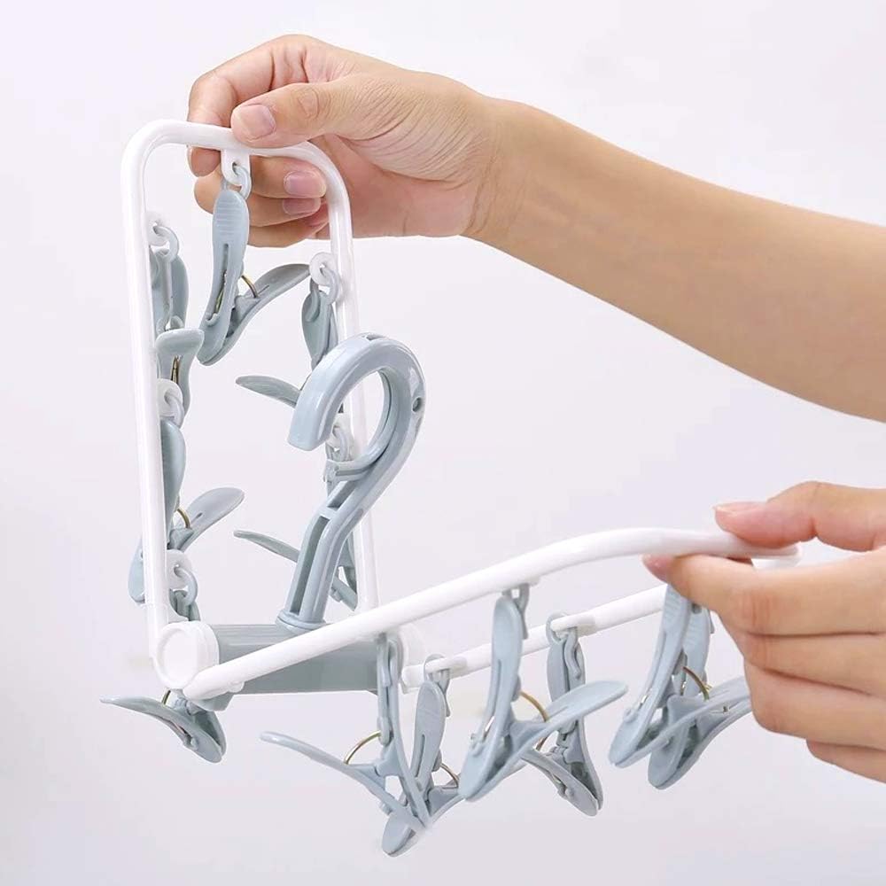 ZACI 2 Pack Clothes Drying Rack,12 Clips Laundry Drying Rack Folding Sock and Underwear Plastics Hanger