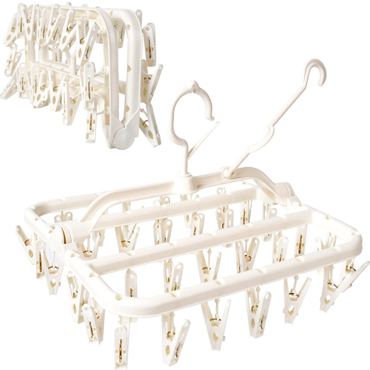 Foshine Clothes Drying Racks Foldable Clip Hangers Plastic with 32 Clips
