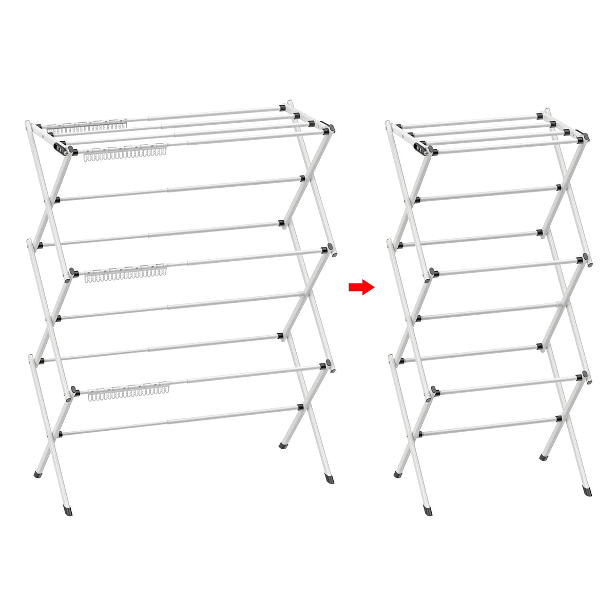 3 Tier Clothes Drying Rack, Foldable Drying Rack Clothing,Indoor & Outdoor Laundry Rack for Drying Clothes,Space-Saving Design,Small Collapsible Portable Dryer Racks for Laundry,Pure Black