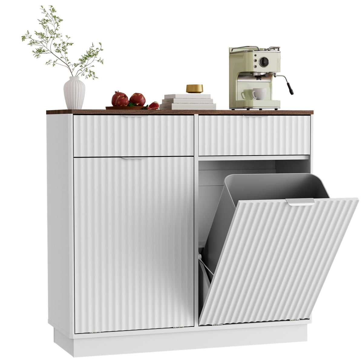 10 Gallon Tilt-Out Trash Cabinet, Laundry Hamper with Drawers.
