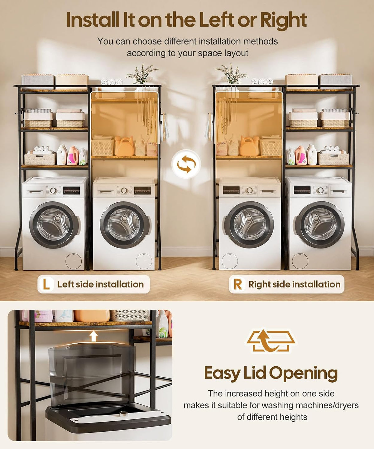 Homde Over The Washer and Dryer Storage Shelf: 5-Tier Heavy Duty