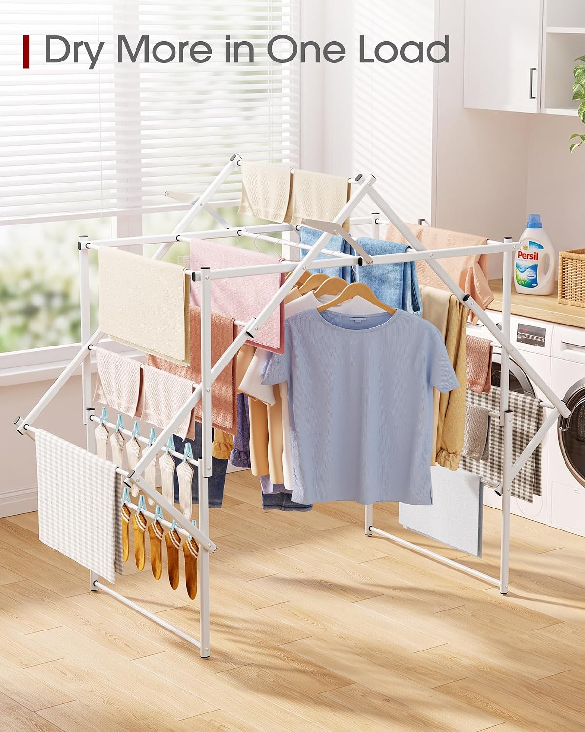 Sakugi Foldable Clothes Drying Rack, 48.2" W, Stable Arch Structure