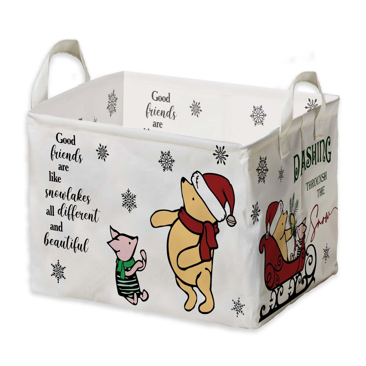 Winnie Nursery Decor, the Pooh Baby Stuff, Winnie Storage Nursery Basket, Large squarecanvas Laundry Hamper With A Waterproof PECoating, Foldable, Toys Bin, Baby Nursery HamperDecor, Star