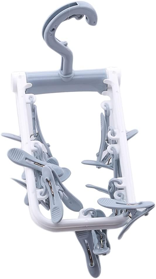 ZACI 2 Pack Clothes Drying Rack,12 Clips Laundry Drying Rack Folding Sock and Underwear Plastics Hanger