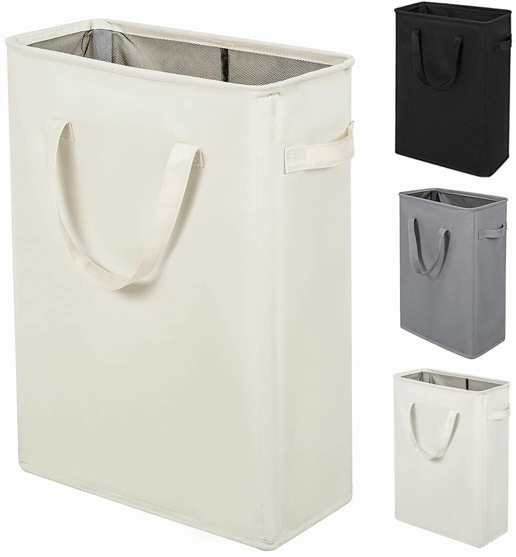 Narrow Laundry Hamper, Skinny Laundry Basket, 45L Beige, 21"
