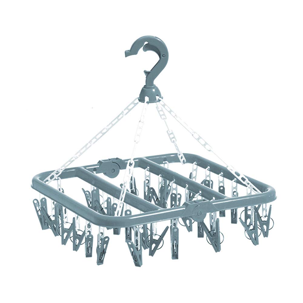Clip and Drip Hanger Clothes Hanger Drying Rack 32 Clips (Blue)