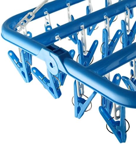 Clip and Drip Hanger Clothes Hanger Drying Rack 32 Clips (Blue)