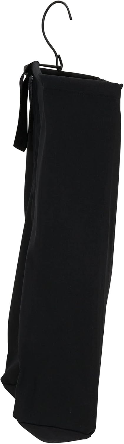 Household Essentials Door Hanging Laundry Bag in Washable Canvas with Loop Handle, Black