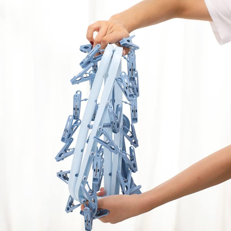 Foshine Clothes Drying Racks Foldable Clip Hangers Plastic with 32 Clips
