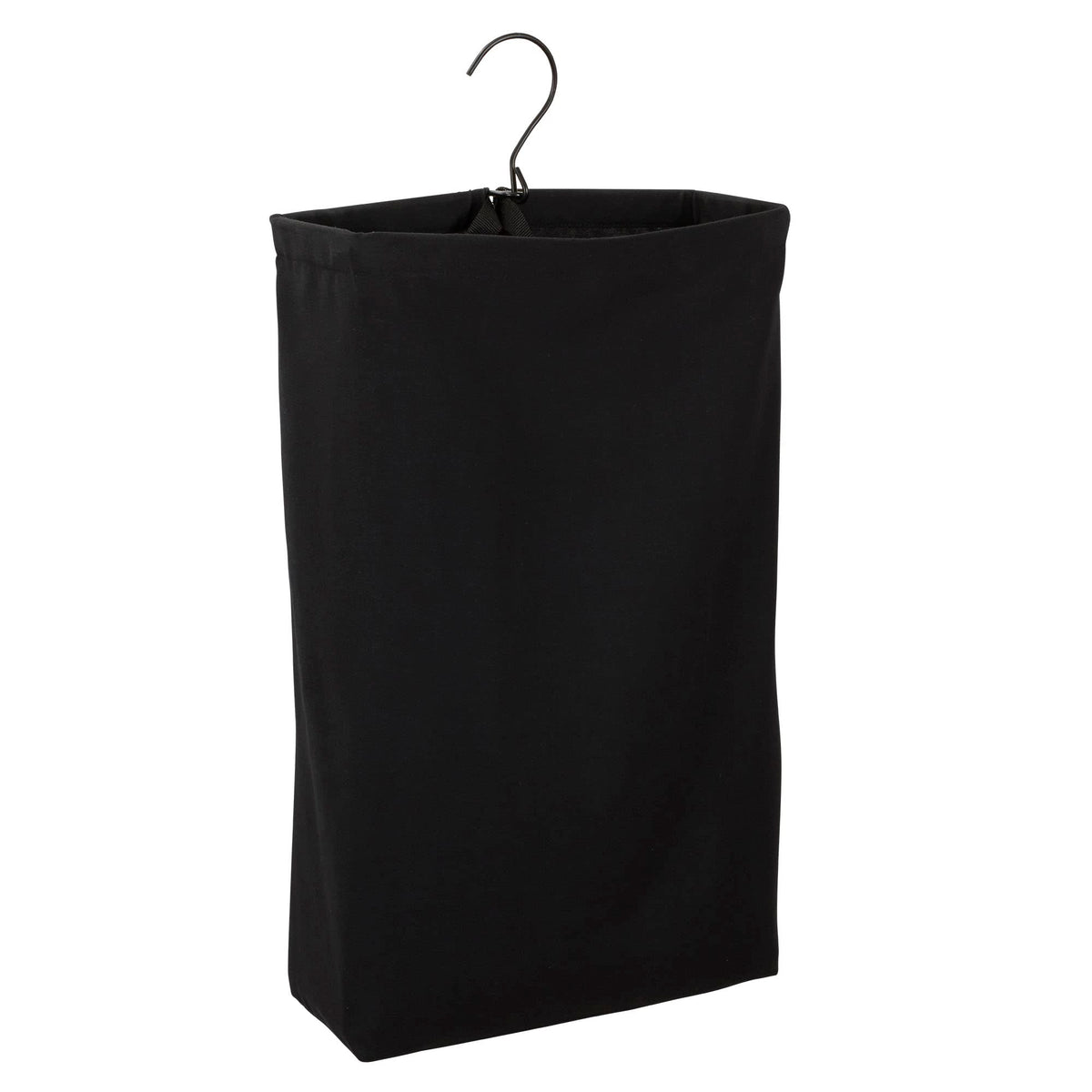 Household Essentials Door Hanging Laundry Bag in Washable Canvas with Loop Handle, Black