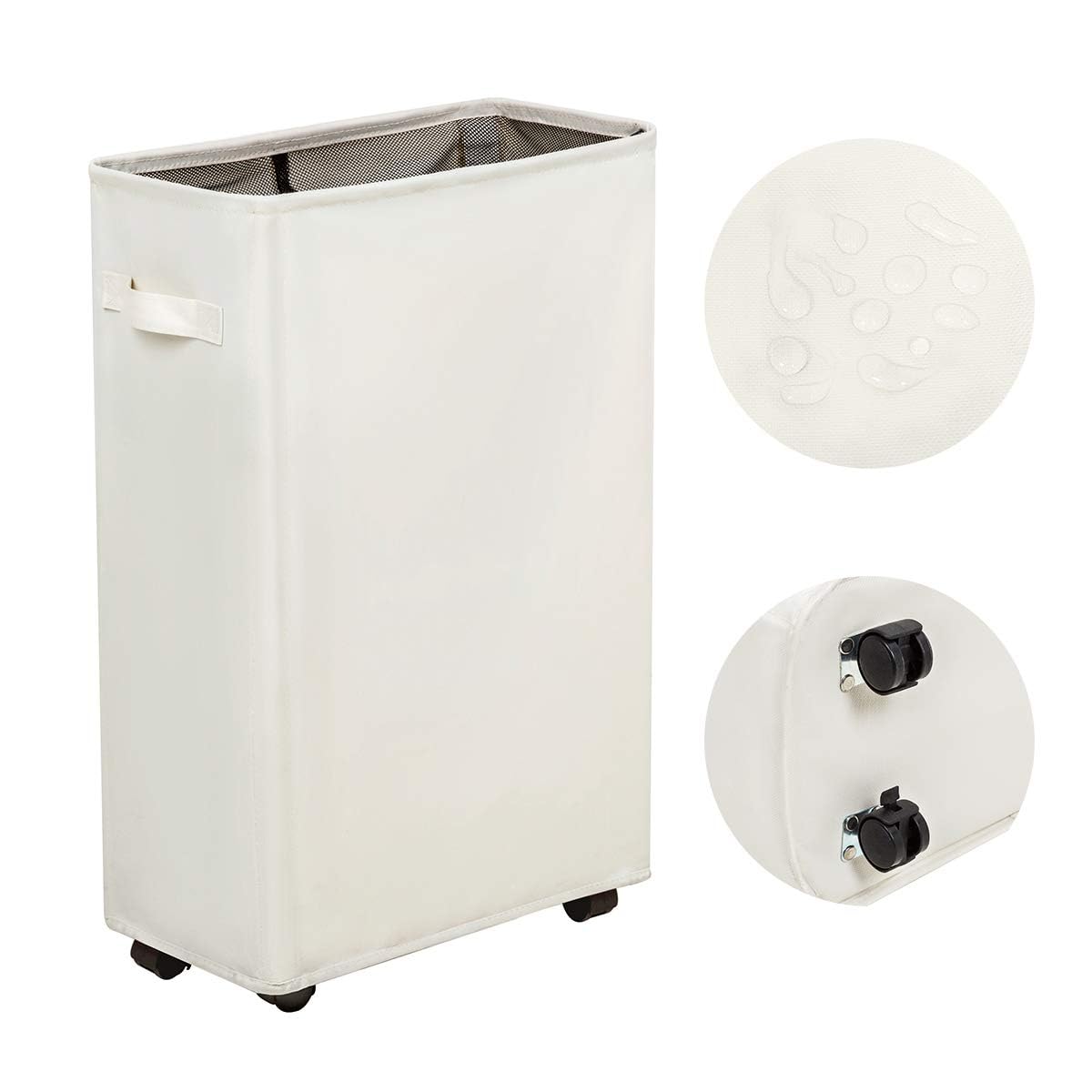 Narrow Laundry Hamper, Skinny Laundry Basket, 45L Beige, 21"