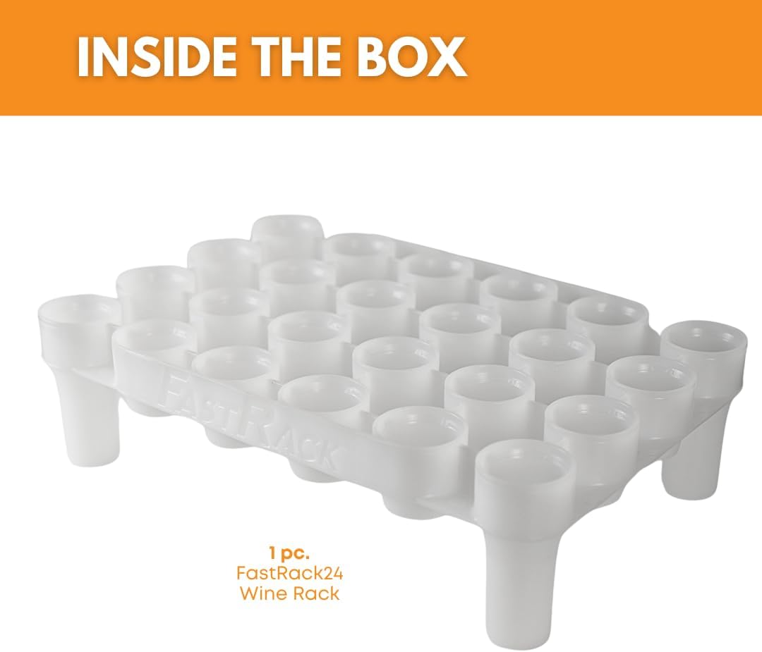 24-Bottle Wine Bottle Drying Rack | Stackable | White - Tray not included