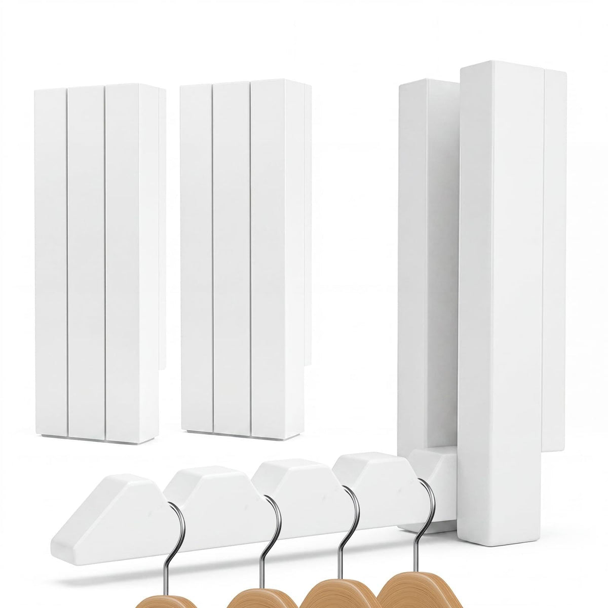 2 Pack Clothes Drying Rack Wall Mounted,Space Saver Wood Wall Mounted Folding Clothes Hanger Rack for Laundry Room,Bathrooms,Closet Storage Organization,Easy to Install