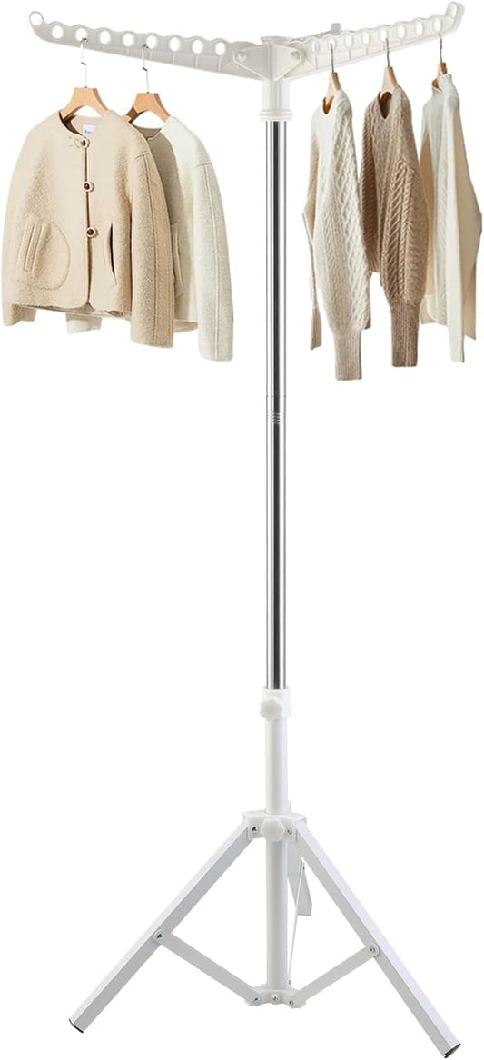 Clothes Drying Rack,Dry Rack for Clothes 36-68" Satin Finish Thickened Stainless Steel Heavy-Duty Tripod Base Space-Saving Collapsable 3 Rotatable Arms