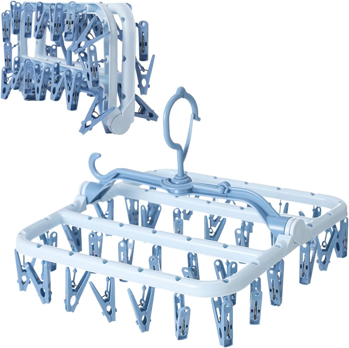 Foshine Clothes Drying Racks Foldable Clip Hangers Plastic with 32 Clips