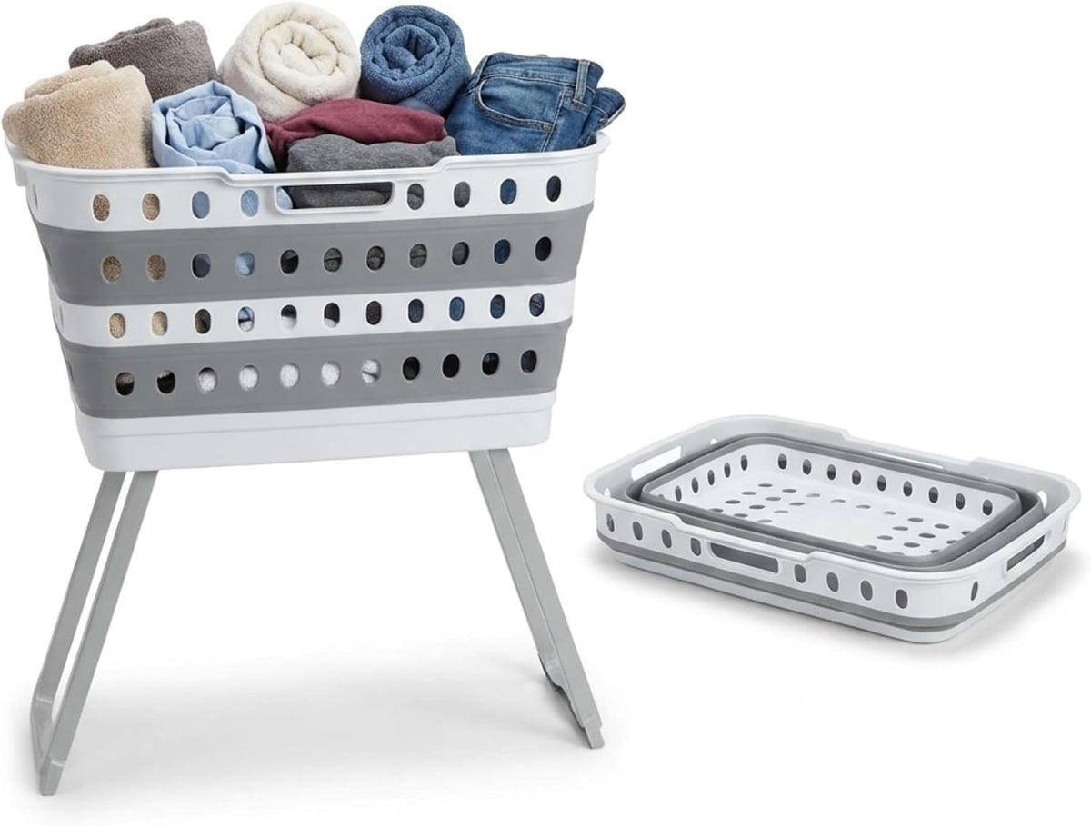 Spark Innovators No Bend Basket, Collapsible Laundry Basket with Legs