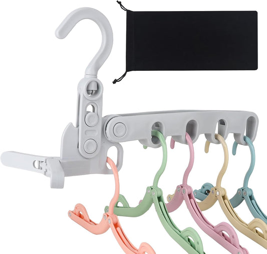 1Pcs Clothes Drying Rack Foldable and 5 Pcs Travel Hangers and 1pcs Organizer Bag,Foldable Design Doesn't take up Much Space, Great Combo for Travel/Hotel/Cruise.