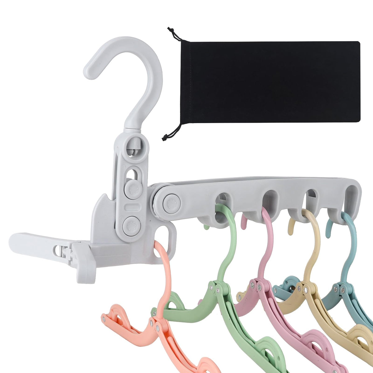 1Pcs Clothes Drying Rack Foldable and 5 Pcs Travel Hangers and 1pcs Organizer Bag,Foldable Design Doesn't take up Much Space, Great Combo for Travel/Hotel/Cruise.