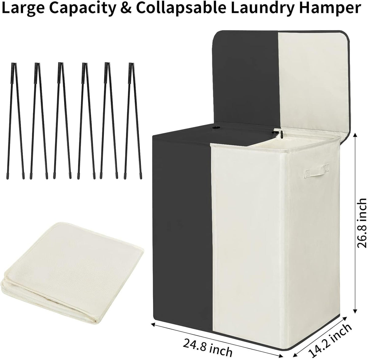 WOWLIVE Double Laundry Hamper with Lid, 154L Large Laundry Basket Organizer