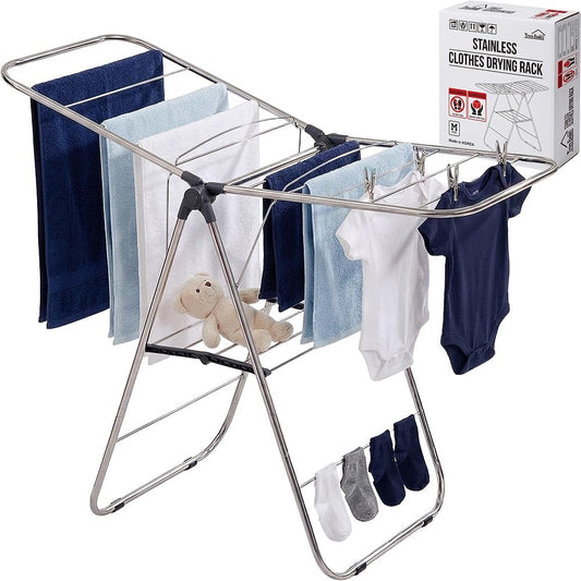 TRESBELLE Stainless Steel Clothes Drying Rack,Foldable Laundry Dryer,Size M