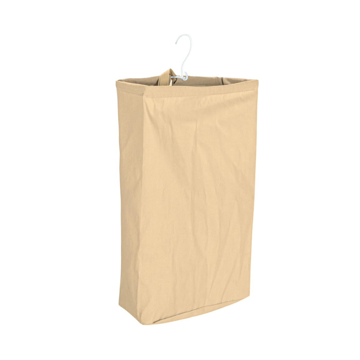 Household Essentials Door Hanging Laundry Bag in Washable Canvas with Loop Handle, Black