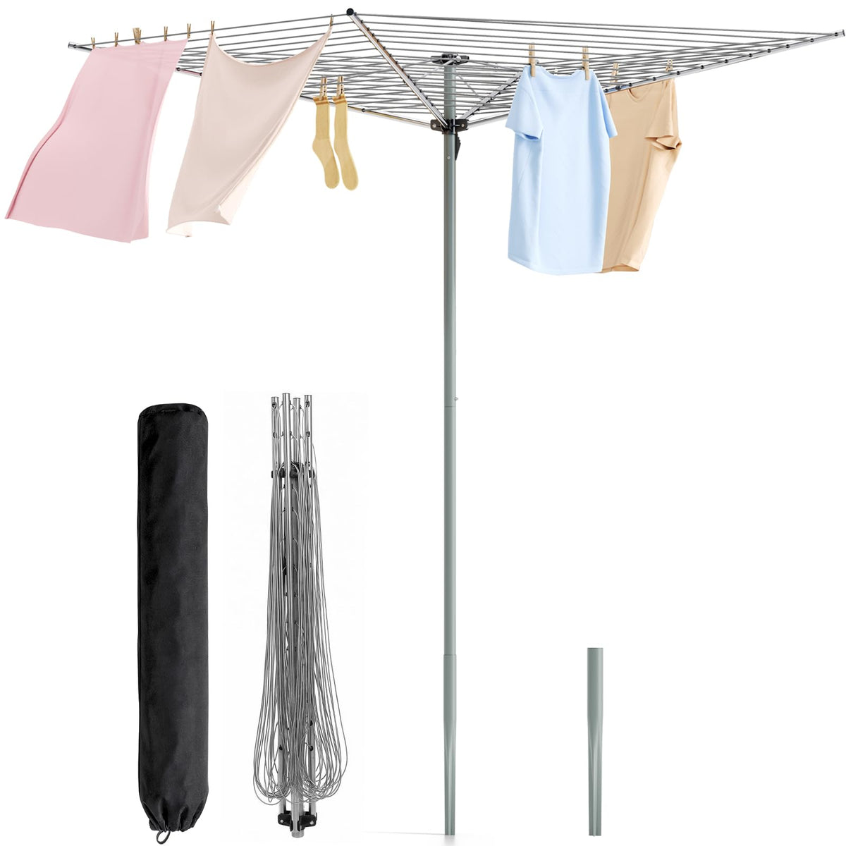 APEXCHASER 131FT Outdoor Umbrella Clothes Drying Rack