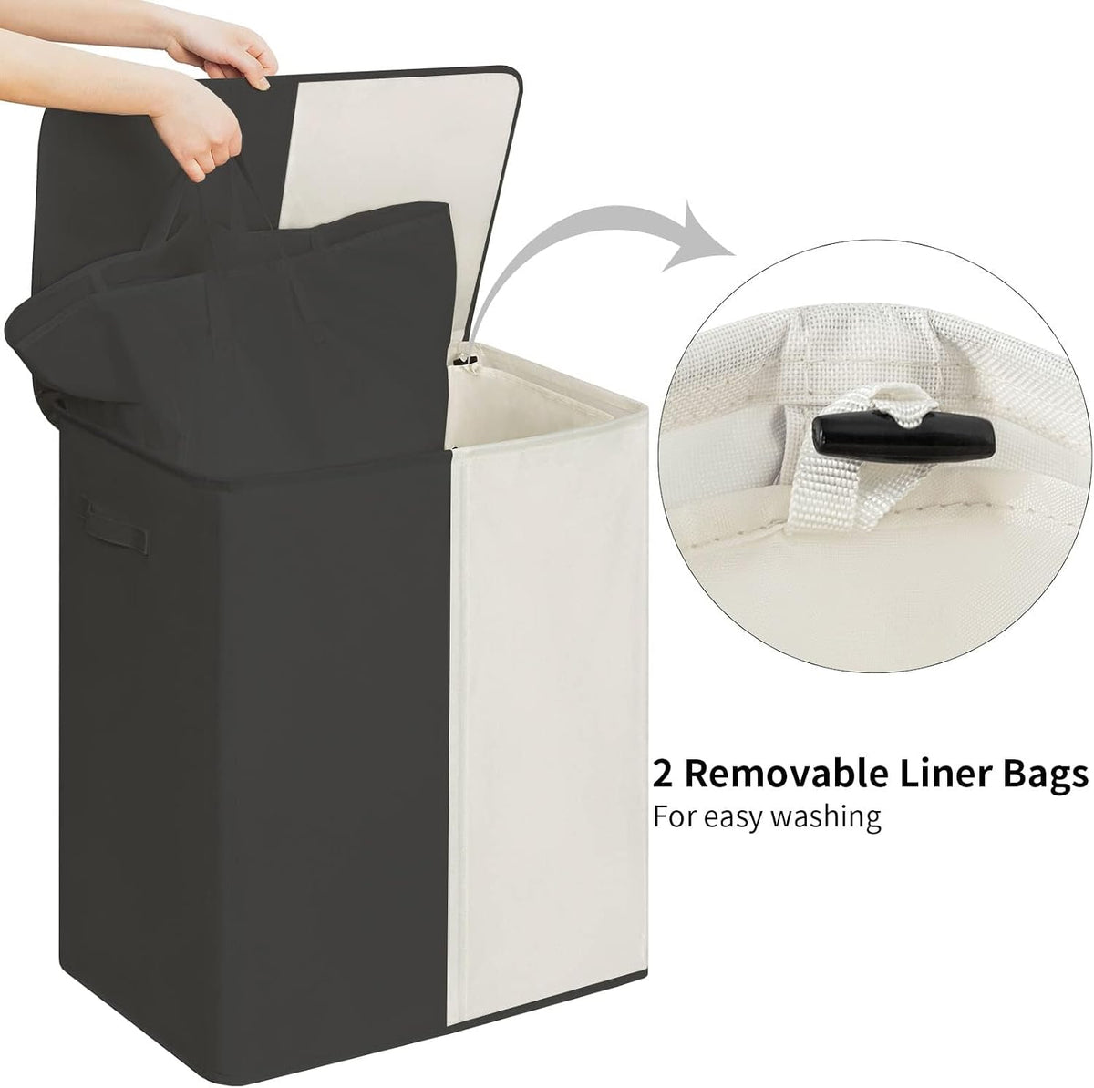 WOWLIVE Double Laundry Hamper with Lid, 154L Large Laundry Basket Organizer