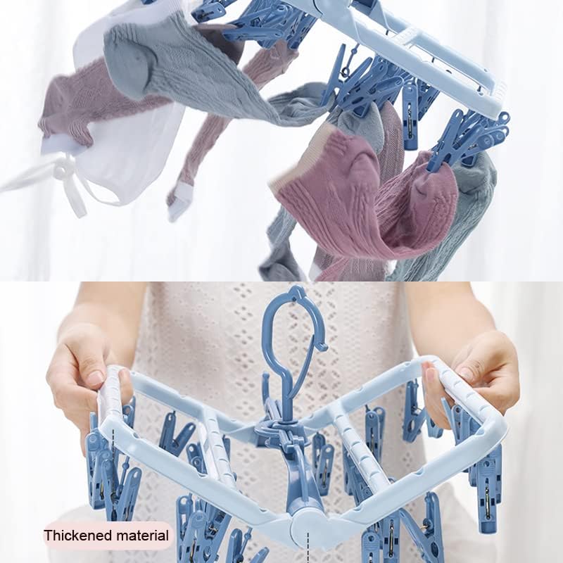 Foshine Clothes Drying Racks Foldable Clip Hangers Plastic with 32 Clips