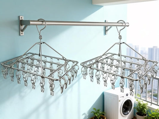 2 Pack Sock Drying Racks with 80 Clips, Stainless Steel Drying Clamp