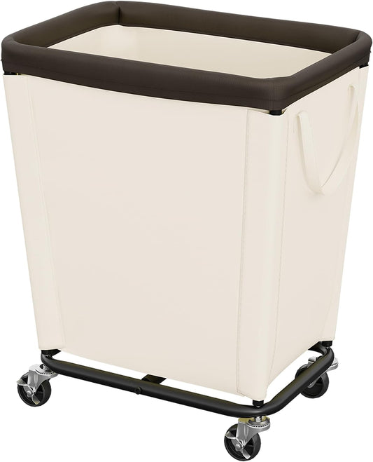 StorageWorks Laundry Hamper with Wheels, 210L Rolling Beige Basket