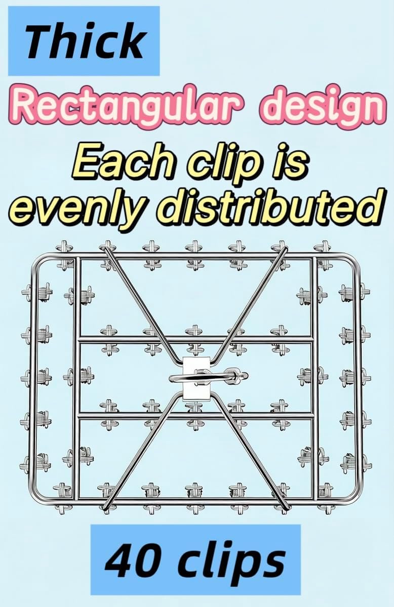 2 Pack Sock Drying Racks with 80 Clips, Stainless Steel Drying Clamp