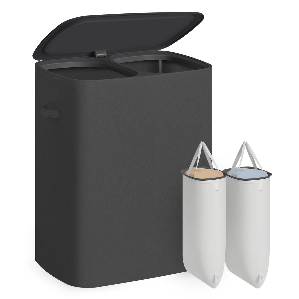 SONGMICS Laundry Hamper with Lid and Pedal, 160L Laundry Basket，2 Sections