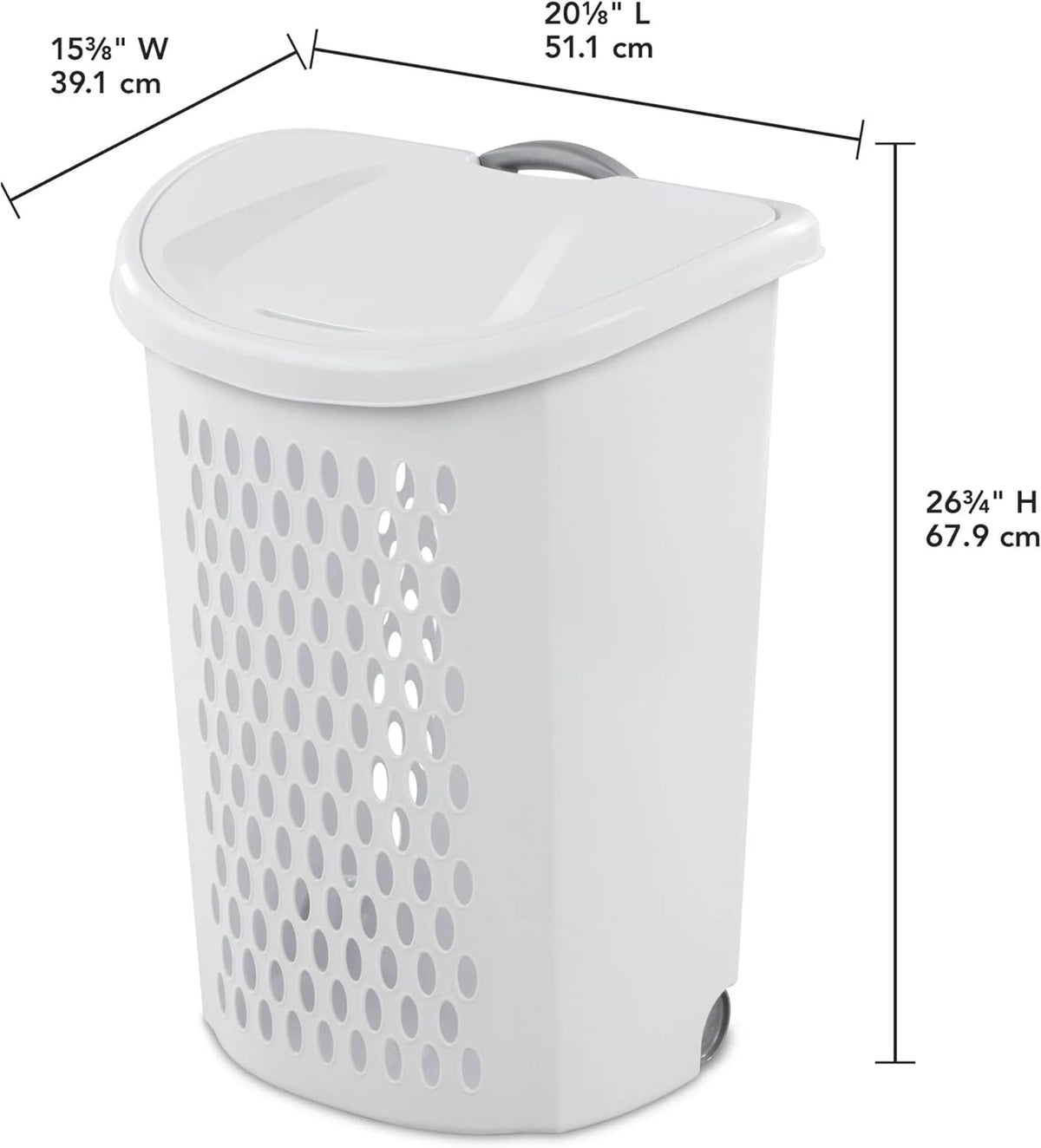 The White Wheeled Plastic Laundry Hamper – Adult-Sized Rolling Basket With Handles For Home