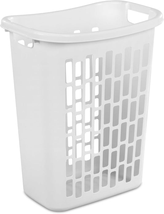Rectangular Open Plastic Laundry Basket, Suitable for Small Spaces, White