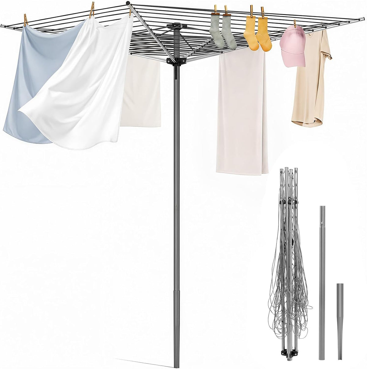 APEXCHASER 131FT Outdoor Umbrella Clothes Drying Rack