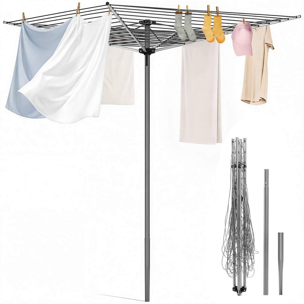 APEXCHASER 131FT Outdoor Umbrella Clothes Drying Rack