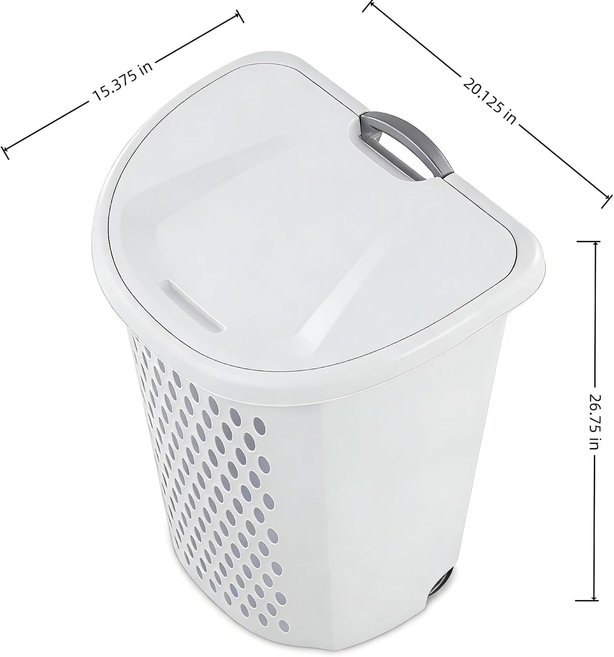 White Lalaundry Basket with Wheels and Lid, Portable Laundry Basket