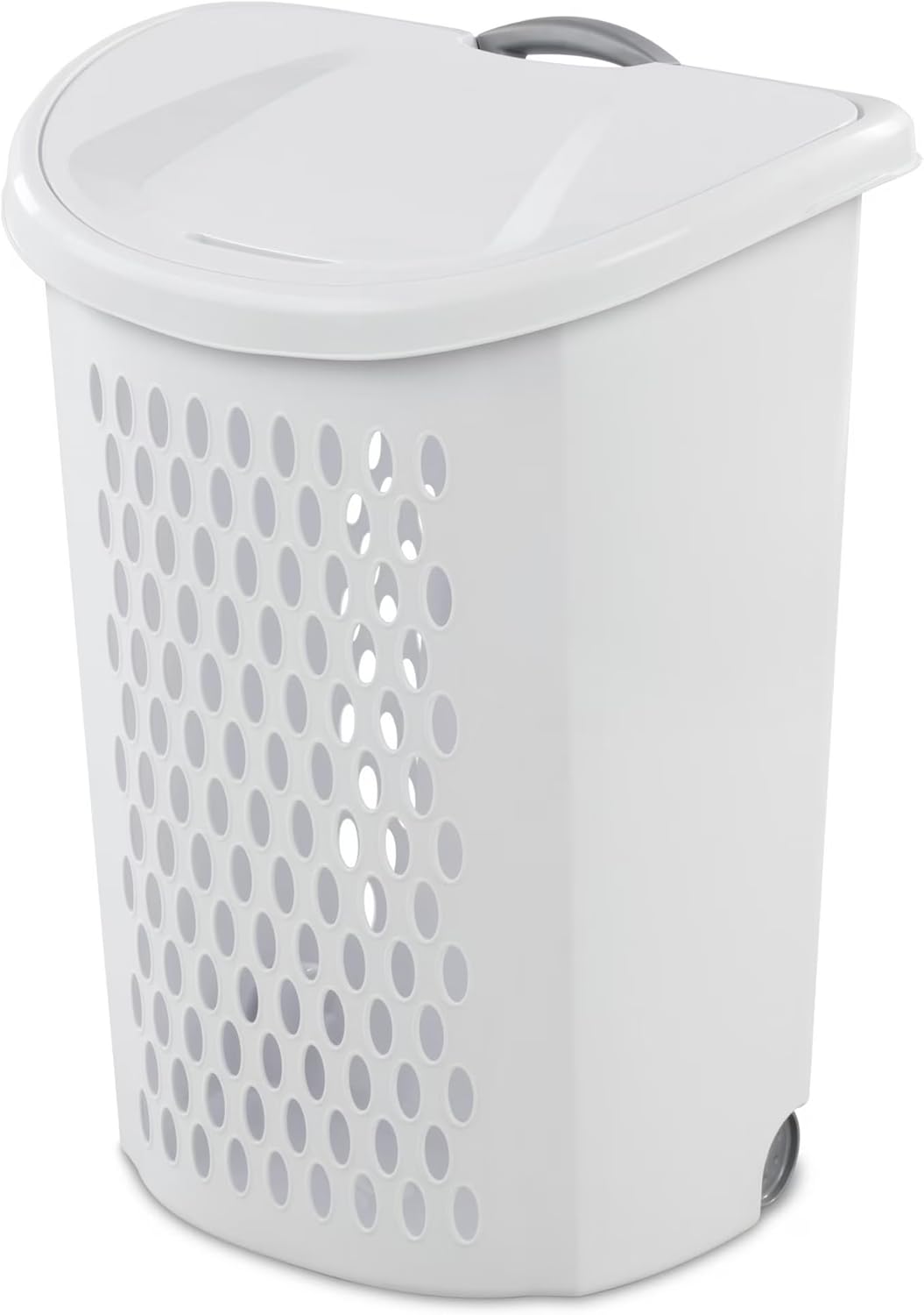 The White Wheeled Plastic Laundry Hamper – Adult-Sized Rolling Basket With Handles For Home