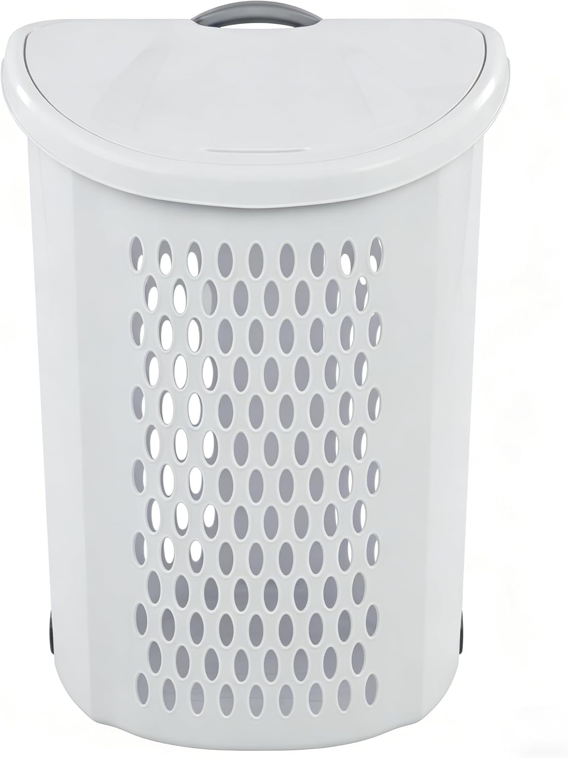 White Lalaundry Basket with Wheels and Lid, Portable Laundry Basket