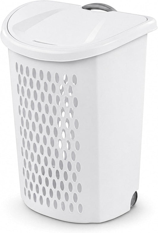 135L Wheeled Plastic Laundry Hamper, Ultra Wheeled Clothes Laundry Basket