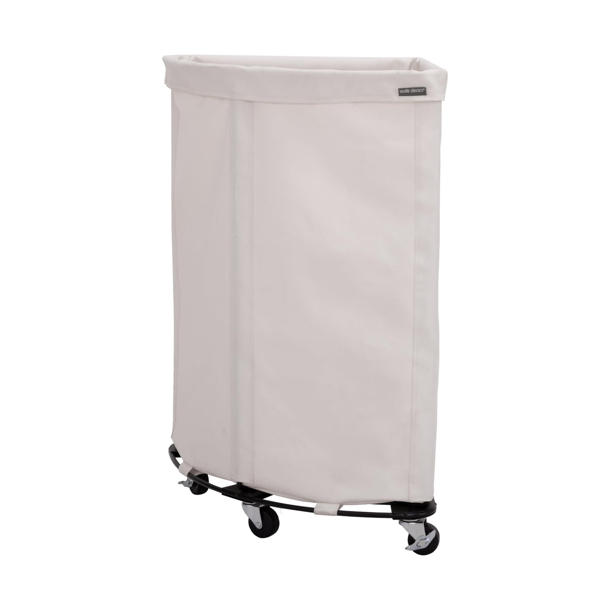 Seville Classics Large Commercial Heavy Duty Rolling Steel Frame Laundry Hamper Canvas Cart Bin, w/ Wheels for Hotel, Home, Closet, Bedroom (PATENTED), Cream, 18.1" D x 18.1" W