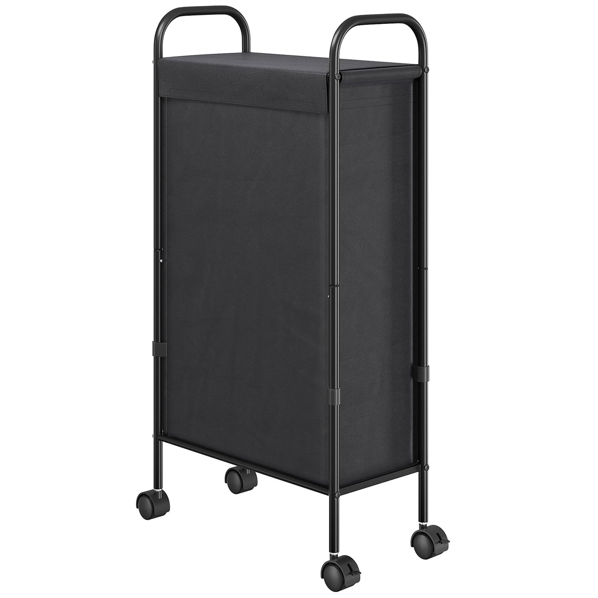 ELYKEN Slim Laundry Hamper with Lid & Wheels, 50L Rolling Laundry Basket