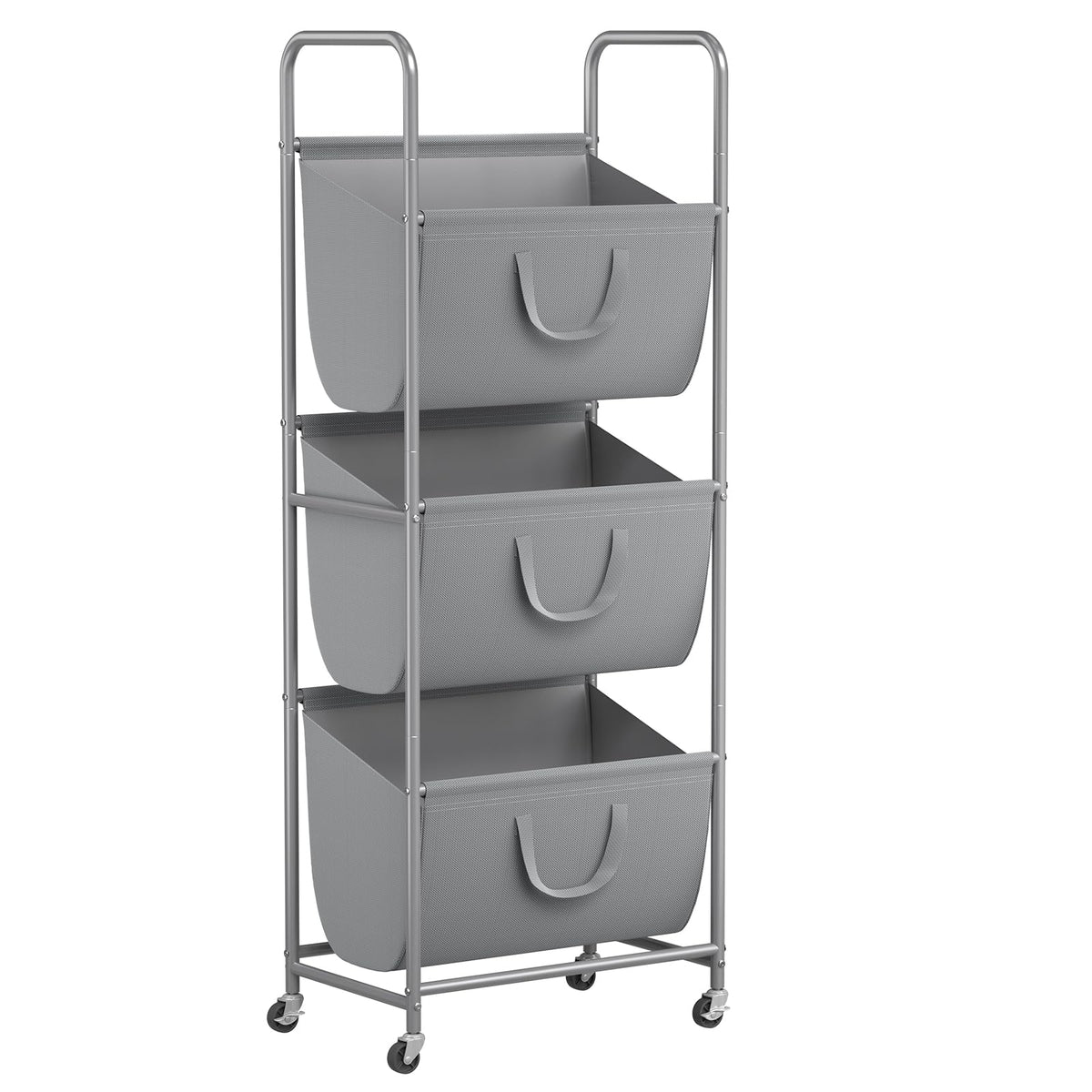 ELYKEN 3-Tier Vertical Rolling Laundry Hamper with Wheels & Removable Bags