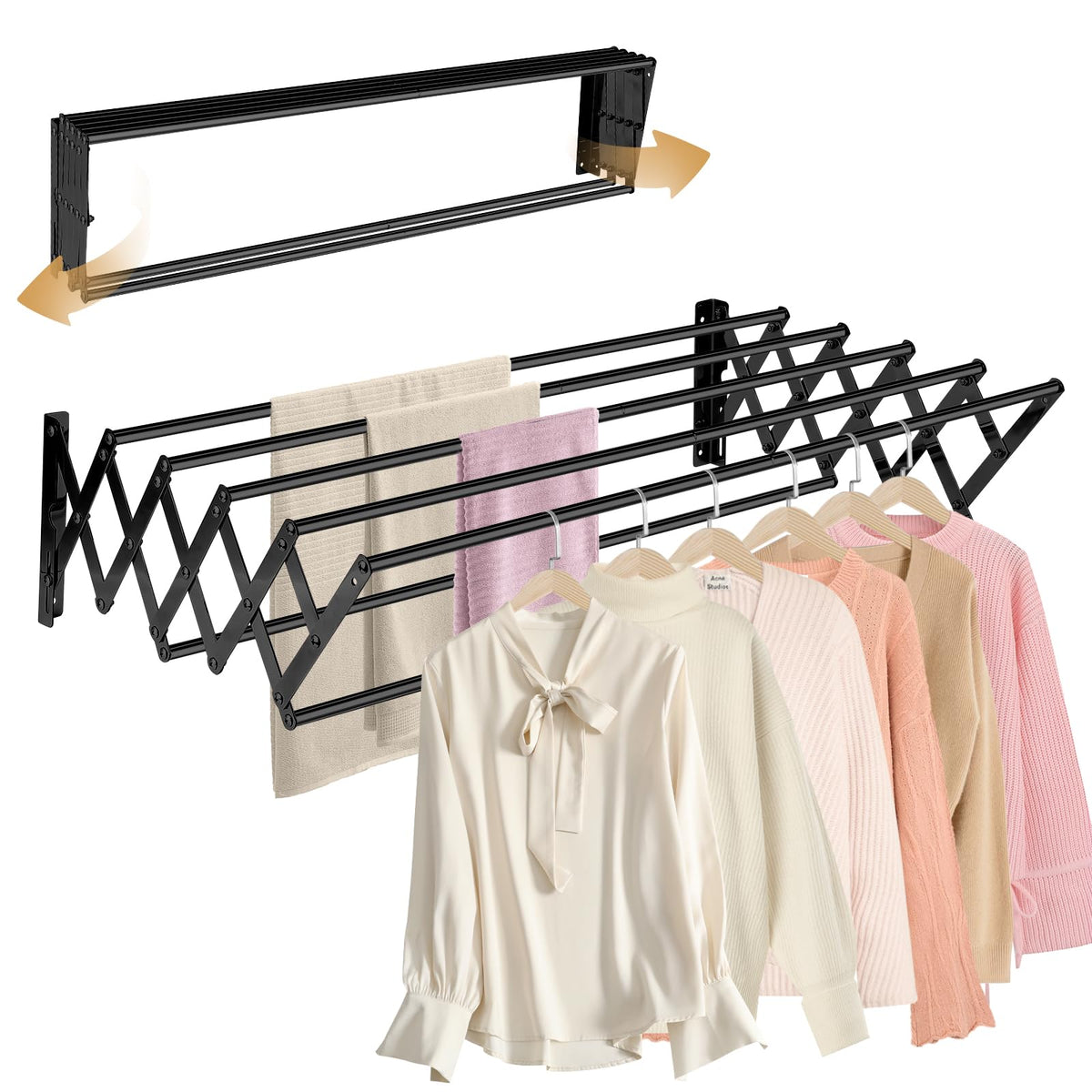 XL-31.5" Wall Clothes Drying Rack, Retractable Mounted Rack Silver