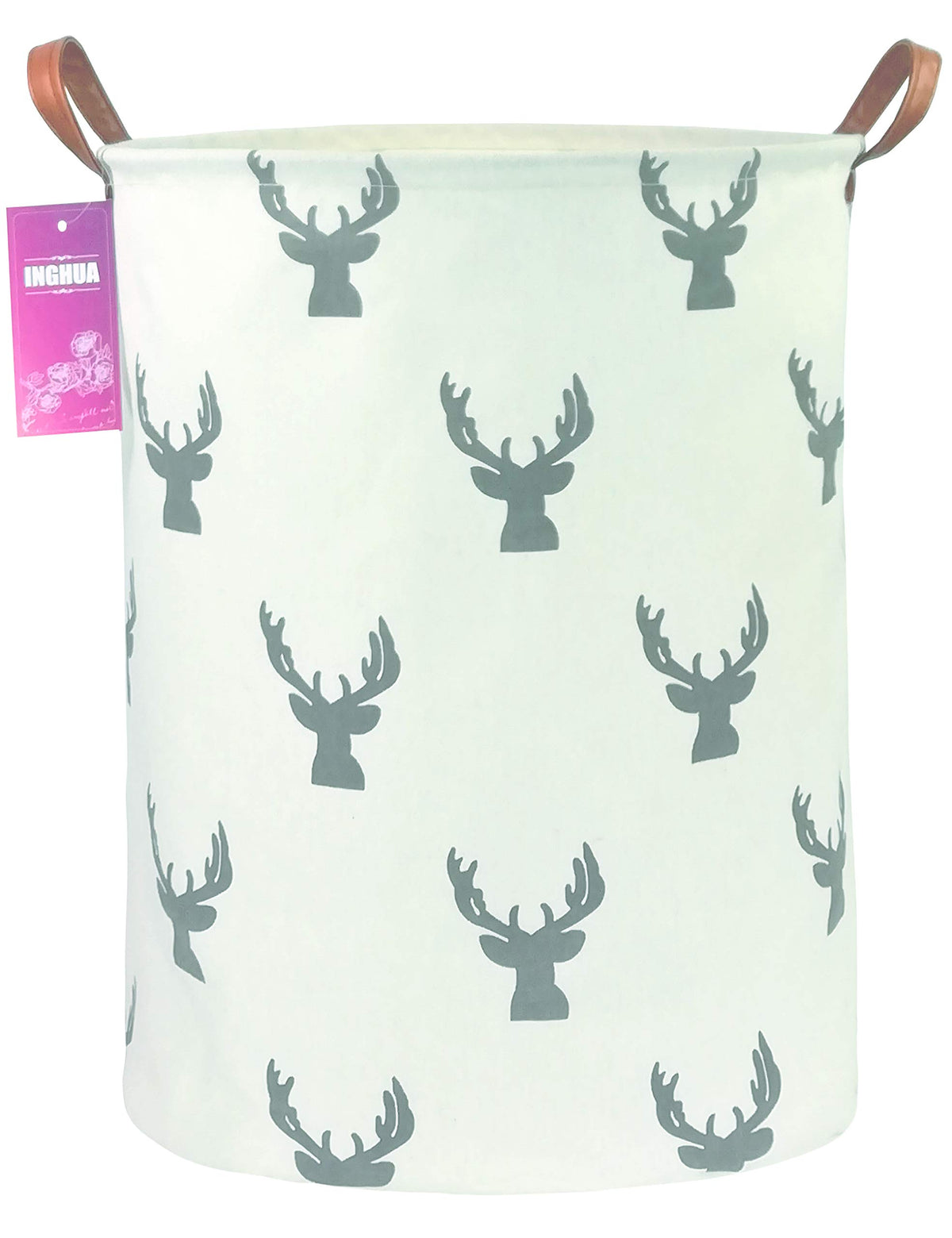 Laundry Hamper Large Canvas Fabric Storage Basket Pink hearts