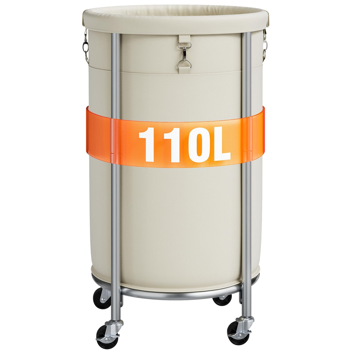 ELYKEN Laundry Basket with Wheels, Round Rolling Laundry Hamper, Black