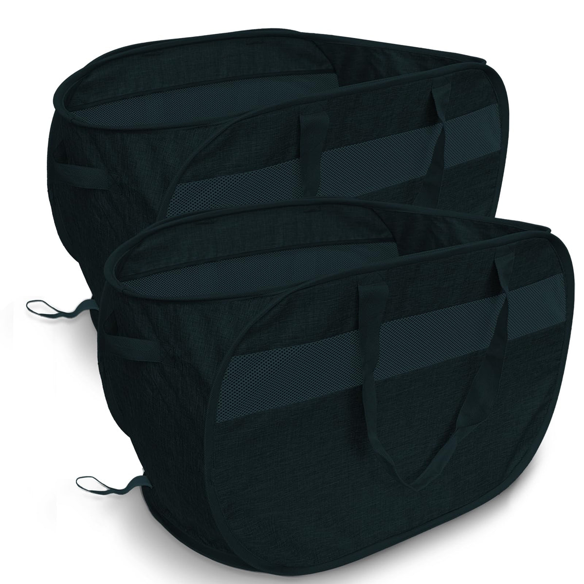 Pop Up Laundry Hamper 2 Pack with Handles & Side Pockets