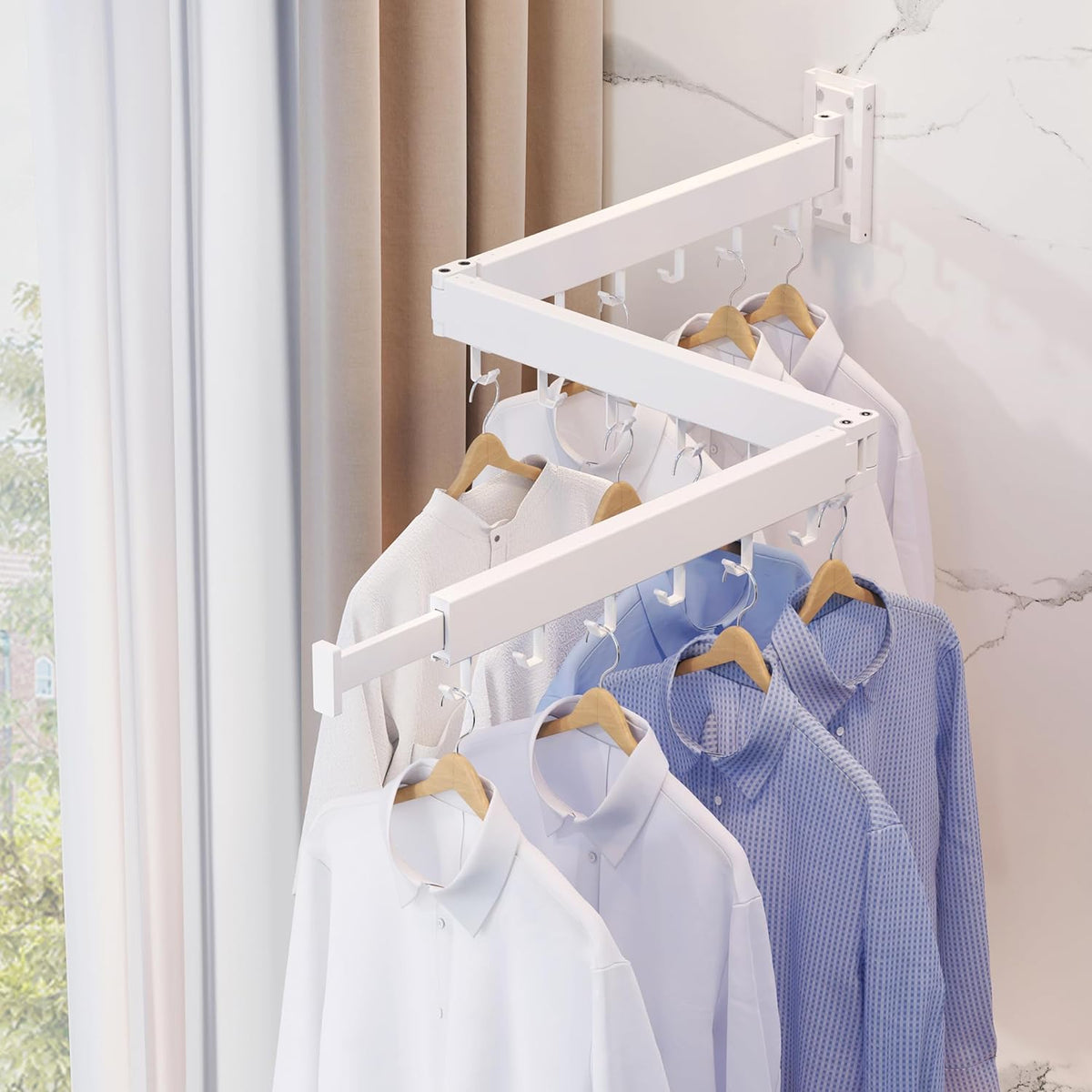 Wall Mounted Drying Rack, Foldable Clothes Drying Rack for Laundry Room