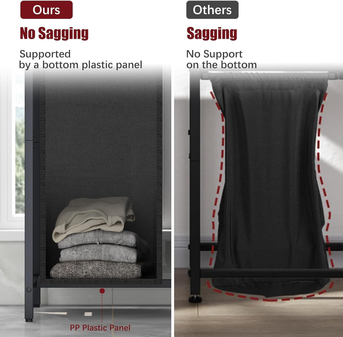 Huhote Laundry Hamper, double Laundry Basket, Laundry Sorter with Top Shelf & 2 Removable Washable Bags & Side Pockets for Laundry Room organization, Bathroom and Dorm, Rustic Brown and Black