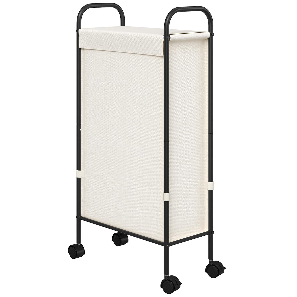 ELYKEN Slim Laundry Hamper with Lid & Wheels, 50L Rolling Laundry Basket